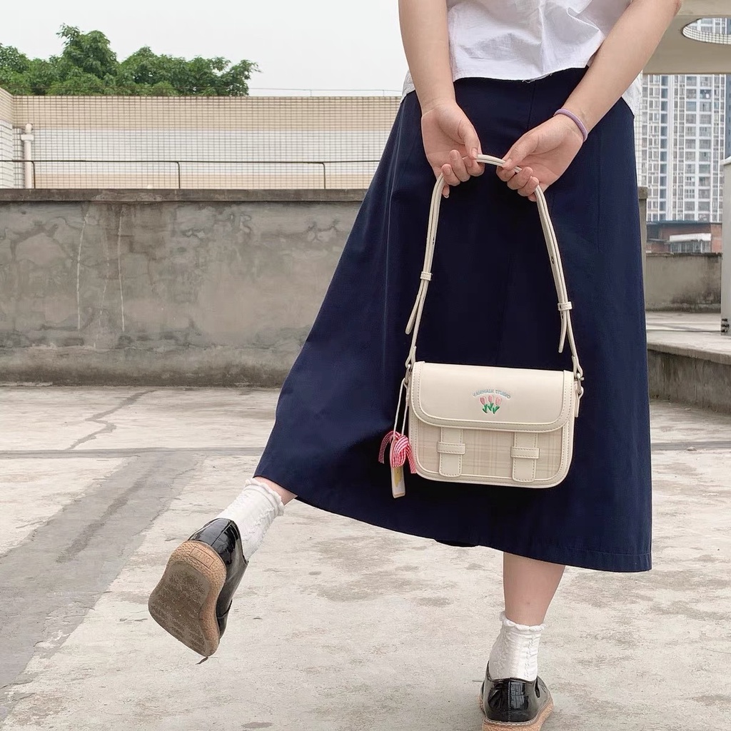 Mischa Túi Đeo Vai Da PU Màu Trơn Họa Tiết Rằn Ri Dễ Phối Đồ Thời Trang Cao Cấp