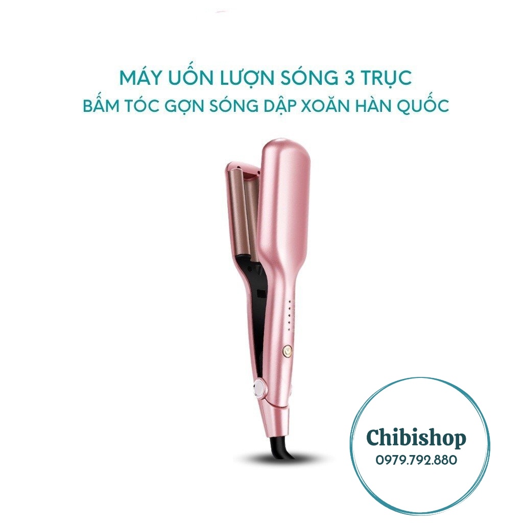 Máy uốn sóng nước lượn sóng 3 trục máy bấm tóc gợn sóng dập xoăn Hàn Quốc cao cấp bản to 5 mức chỉnh nhiệt DETI