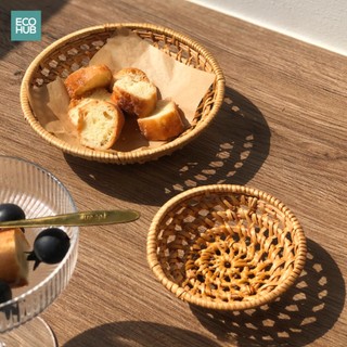 Khay mây ECOHUB tròn đan thưa đựng bánh, kẹo, decor trang trí nhà hàng khách sạn đa năng