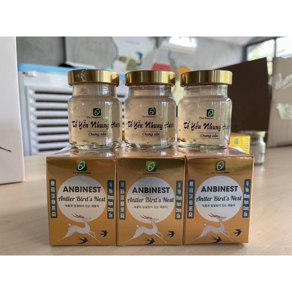 Tổ Yến Nhung Hươu Chưng Sẵn Anbinest-Yến chưng ANBINEST Dành Cho Người Già, Người Ốm, Trẻ Em, Bồi bổ cơ thể_ Block 6 hũ