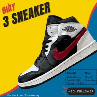 Giày jordan 1 mid black chile red white, jd1 cổ trung đen đỏ trắng bản đẹp chuẩn, fullbox, full phụ kiện