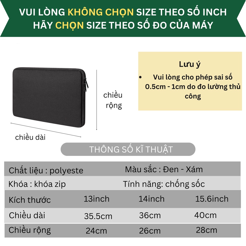 Túi chống sốc bảo vệ laptop 13 inch 14 inch 15 inch thương hiệu PADO 547 | BigBuy360 - bigbuy360.vn