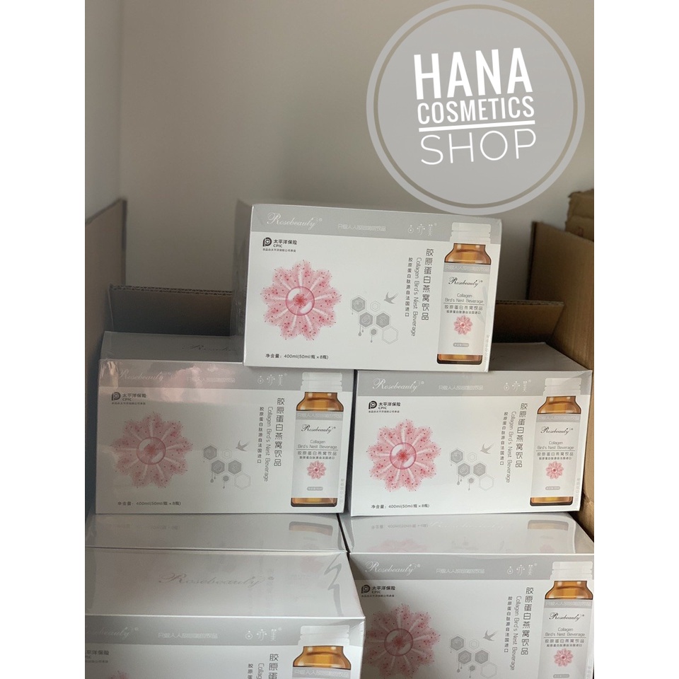 COLLAGEN ROSE BEAUTY YẾN TRẮNG DA  Hộp 8 chai