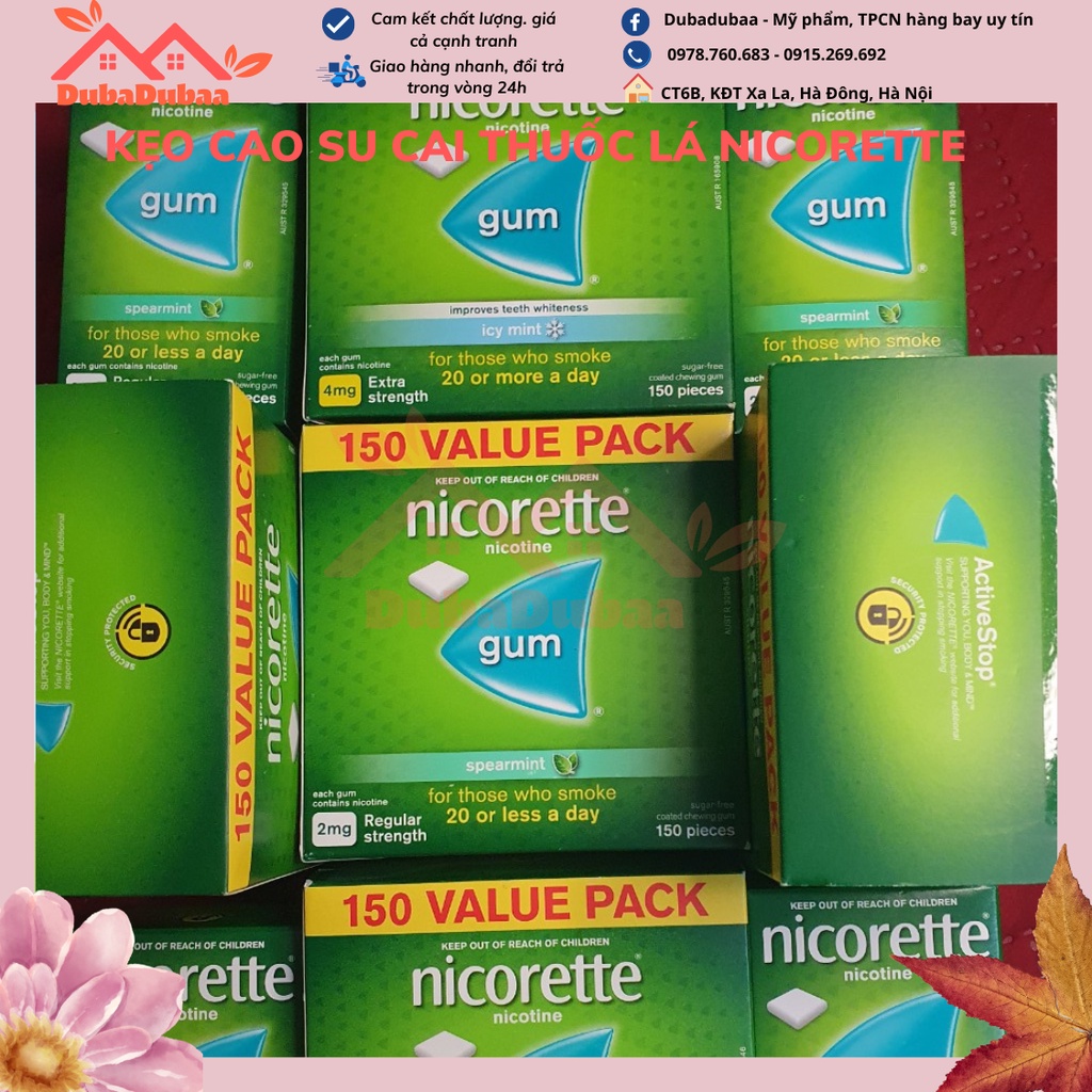 Kẹo cao su nhai cai thuốc_lá Nicorette 2mg vỉ 15 viên và hộp 75 viên