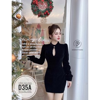 BIGSIZE Đầm nhung khoét ngực D35A