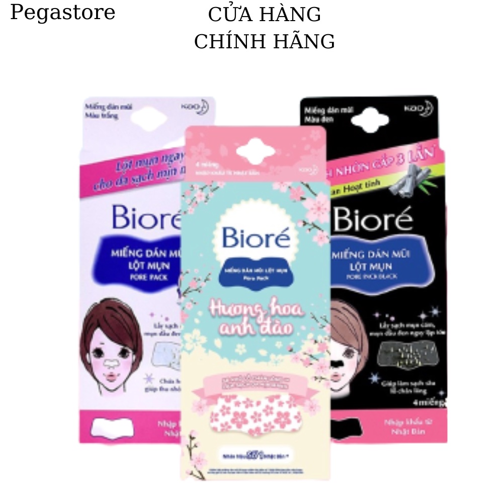 Mặt nạ lột mụn BIORE - Miếng dán mụn mũi BIORE 4 Miếng /1 hộp  - Miếng dán lột mụn mũi Pore Pack