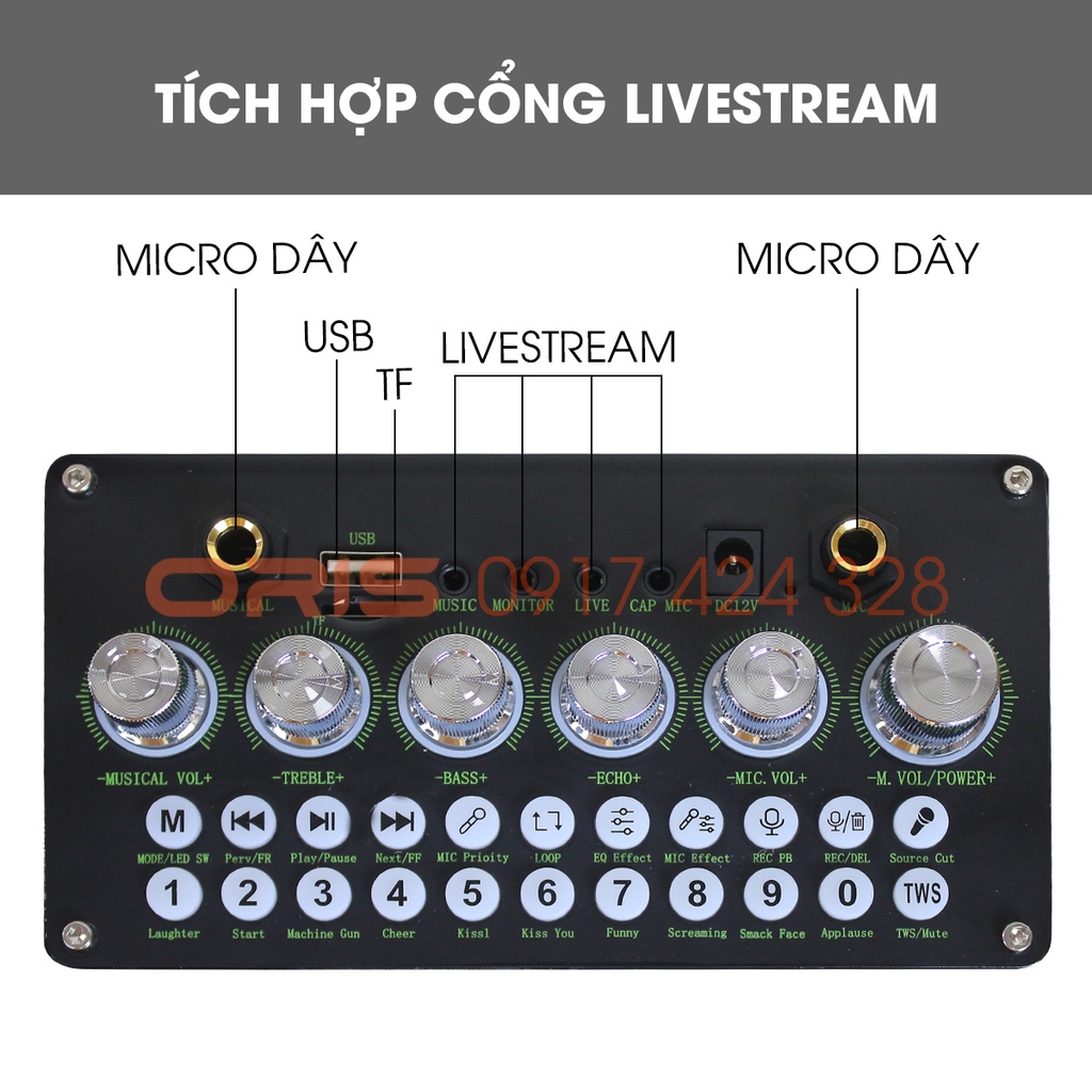 Loa karaoke bluetooth tích hợp tính năng Livestream Oriss TO-788 kèm 02 micro sóng UHF chất lượng cao - ORIS Profesional