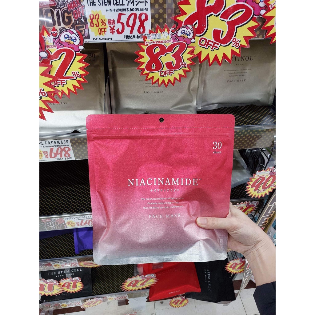 Mặt nạ Retinol và NIACINAME túi 30 miếng Nhật Bản