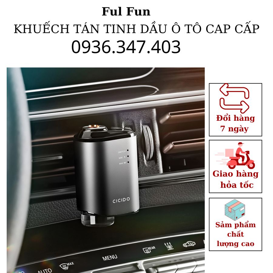Máy khuếch tán tinh dầu chính hãng CICIDO thông minh không dây cho xe hơi, nước hoa trên xe ô tô khử mùi, máy tỏa hương