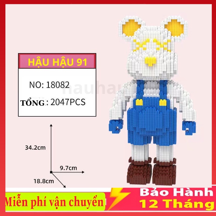 Bộ Đồ Chơi Xếp Hình  Hình Chú Gấu Độc Đáo, lego bearbrick gấu ôm hoa , có đèn cao 36mm siêu rẻ