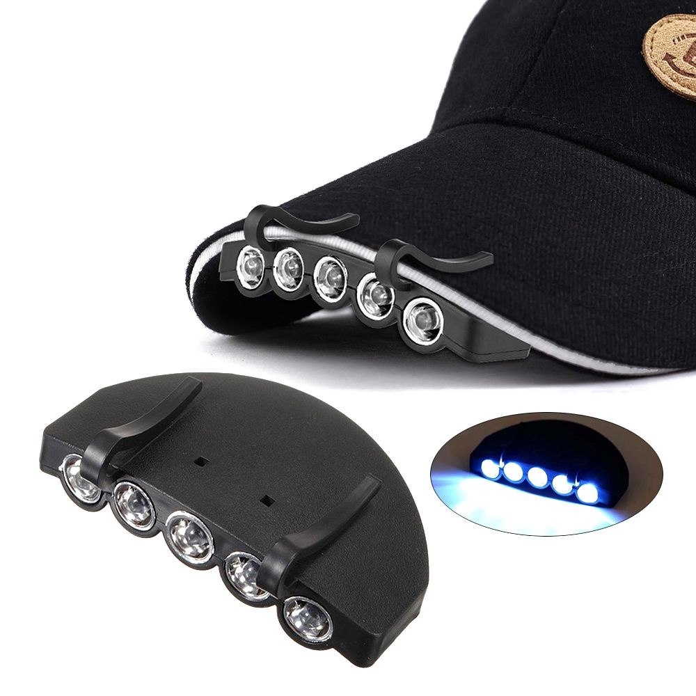 Đèn Pin 5 Bóng Led Ánh Sáng Trắng Siêu Sáng Có Kẹp Gắn Nón Tiện Dụng Chất Lượng Cao