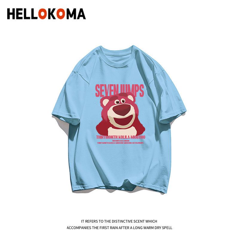 Gấu dâu Áo thun 100% cotton ngắn tay bé gái