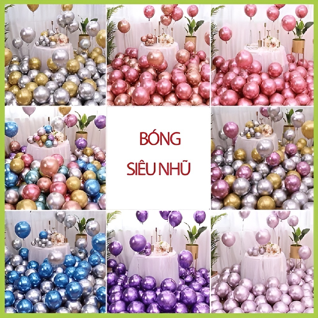 Set 10 bóng siêu nhũ 10inch trang trí sinh nhật, sự kiện