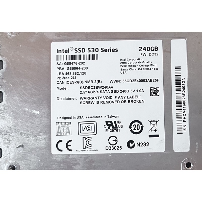 Ổ cứng SSD Sata Intel 240GB Sức khoẻ 100% | BigBuy360 - bigbuy360.vn