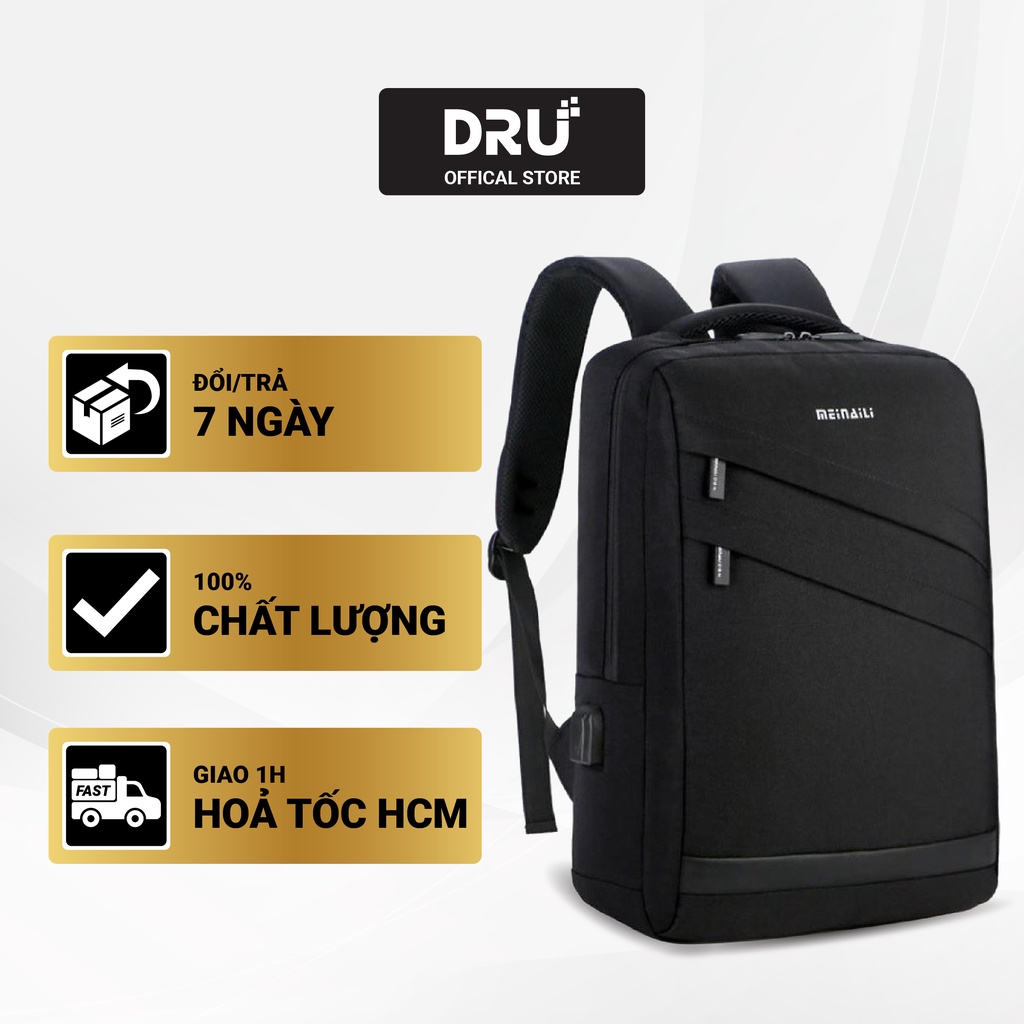 Ba lô DRU thông minh đa năng chất lượng cao sạc USB tiện dụng chứa máy tính BL043