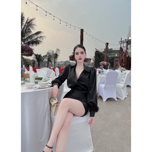 Set áo lụa kèm chân váy