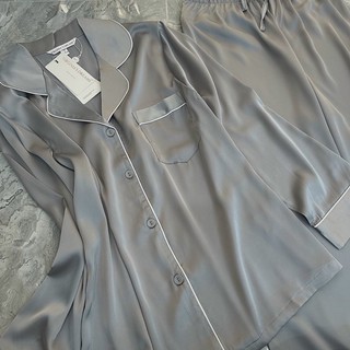 PIJAMA LỤA DÀI XÁM TRƠN  SANG CHẢNH