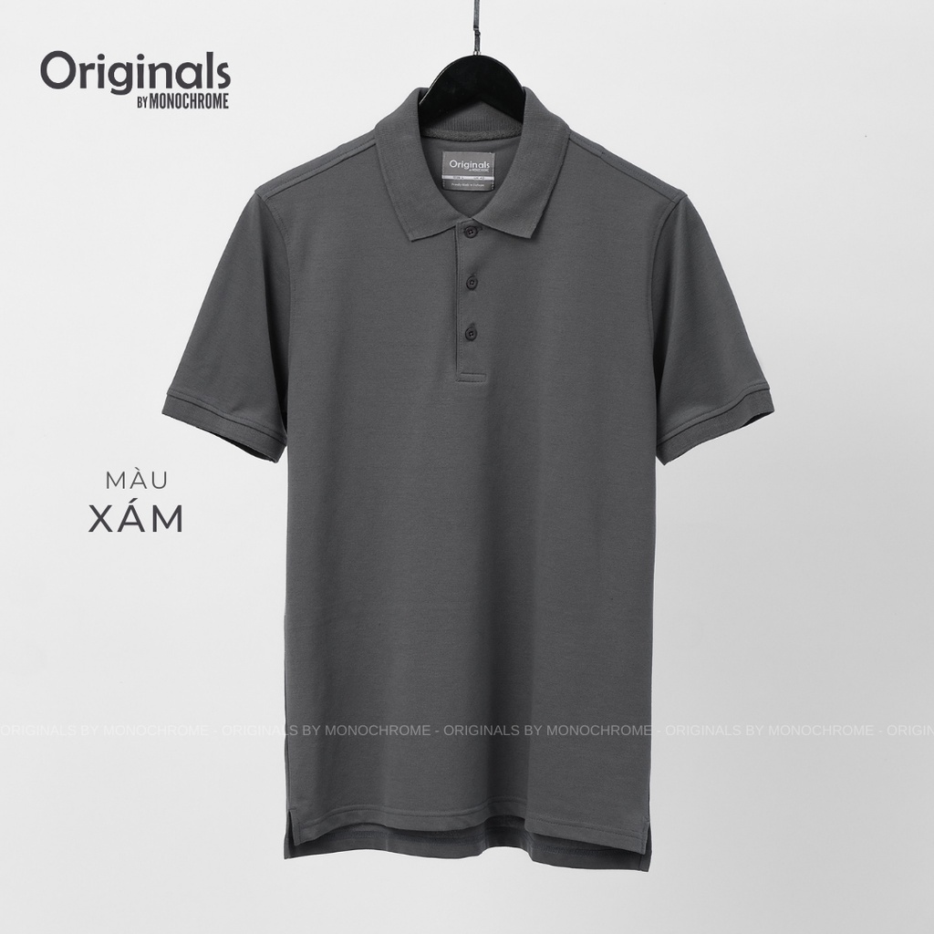 Áo polo nam POLMAN cotton cá sấu Supima bộ 15 màu cao cấp mới nhất 2023  - MONOCHROME
