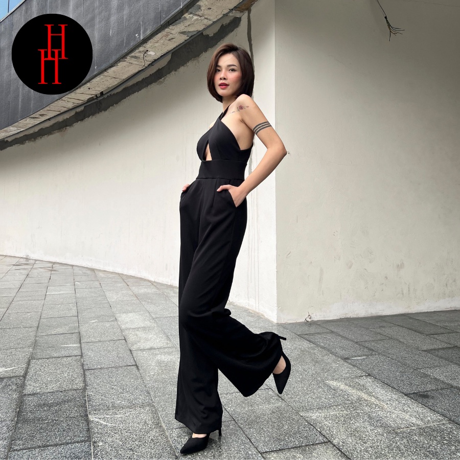 Bộ jumpsuit nữ dài ống rộng màu đen HS148 Hỉn Hỉn Store