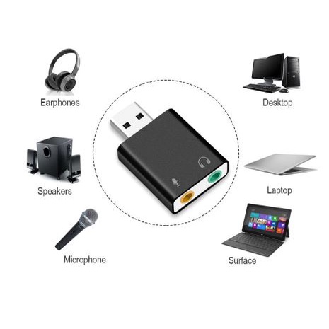 USB chuyển đổi sang cổng gắn tai nghe và micro 7.1 kênh chuyên dụng cho laptop