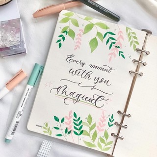 SỔ CÒNG KLONG A5 BINDER 6 CÒNG RUỘT CHẤM DOT GRID 200 TRANG SIZE A5 CÓ THỂ REFILL THÊM GIẤY SỔ CÒNG KLONG BULLET JOURNAL