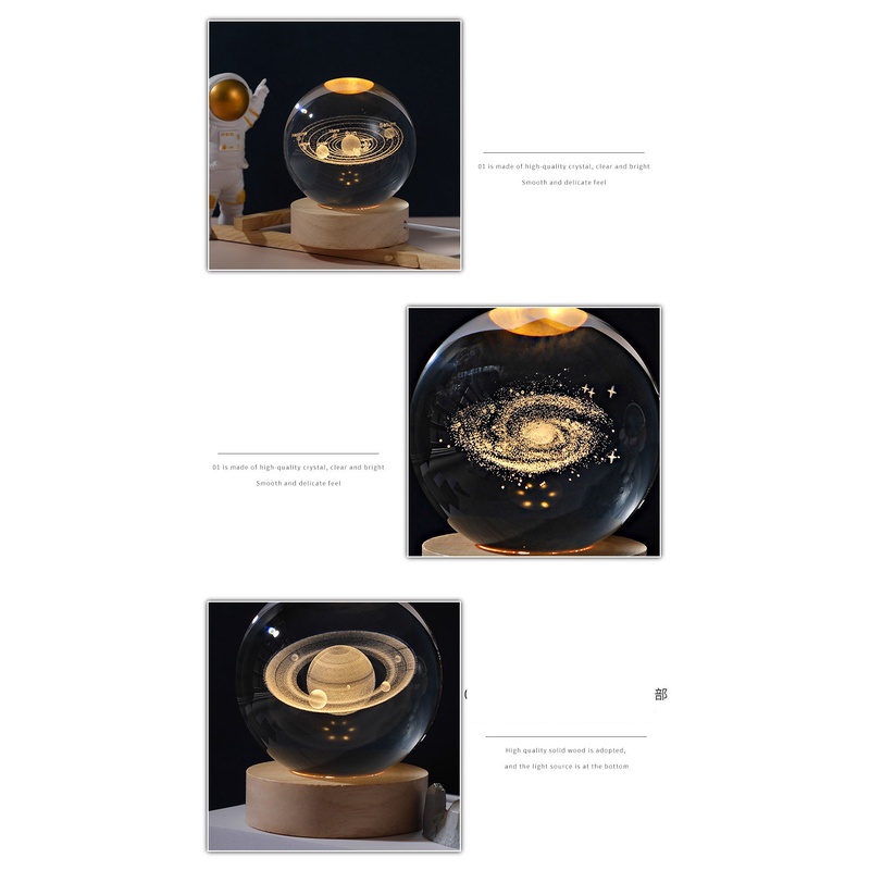 Đèn Ngủ Quả Cầu Pha Lê 3D Để Bàn Decor Có Đèn Led Đổi Màu - SẢN PHẨM TREND