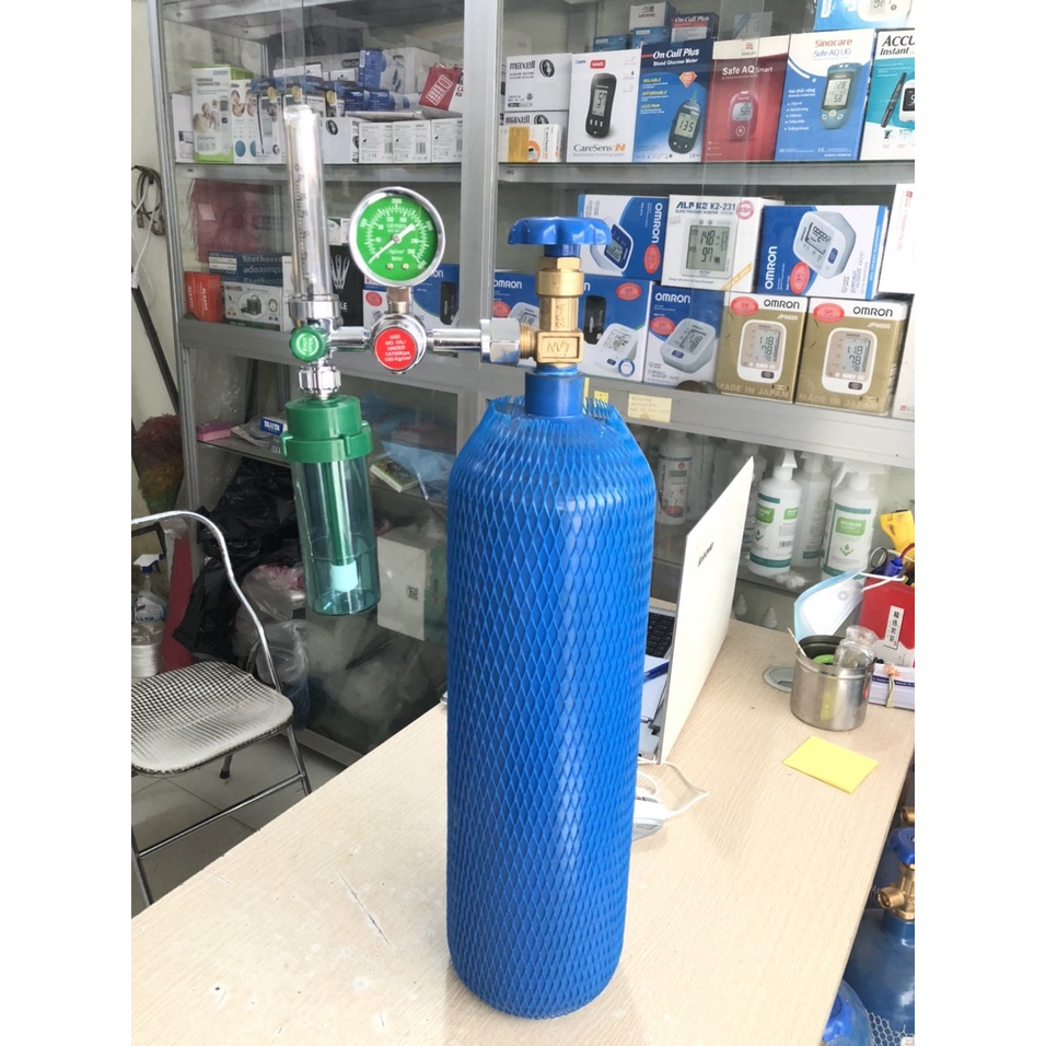 Bình oxy 5 lít thở. Oxy đóng cá