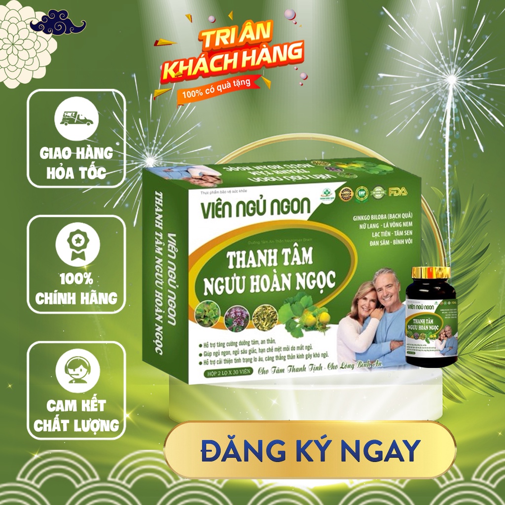 Viên ăn ngủ ngon Thanh Tâm Ngưu Hoàn Ngọc giúp ngủ sâu giấc, cải thiện lo âu, căng thẳng thần kinh hộp 2 lọ - 30 viên/lọ