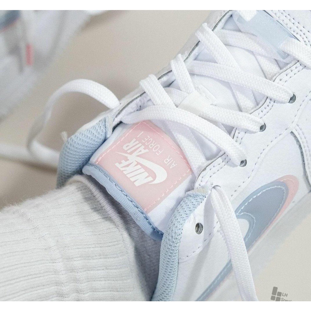 Giày Nike_Air force 1 all white, Giày sneaker  AF1 LV8 trắng vệt xanh hồng thể thao nam nữ full box bill
