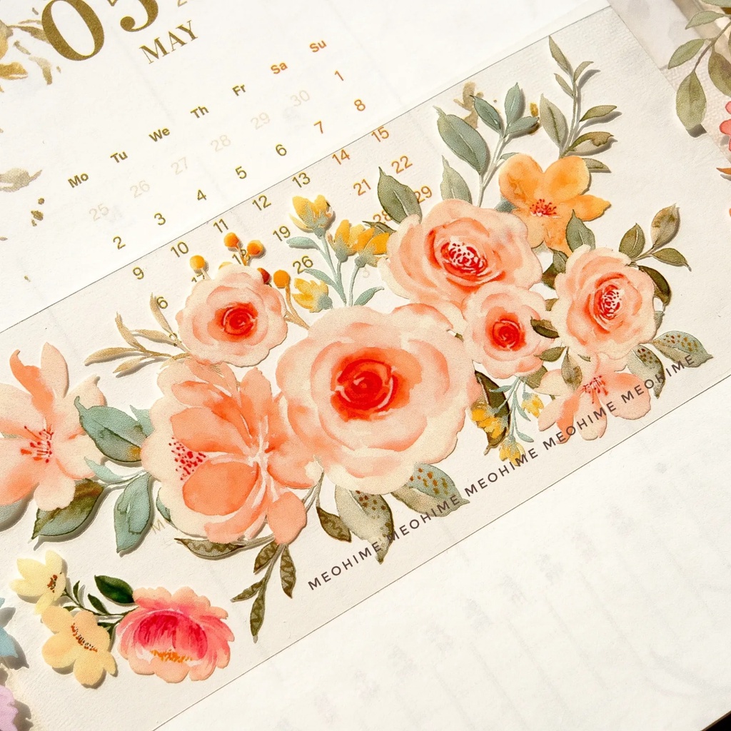 meohime 𓃠 Hãng TWTS - Băng dán washi tape hành lang hoa Flower Corridor (chu kì 100cm)
