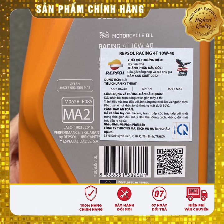 Nhớt Repsol Racing 10w40 Fully Synthetic