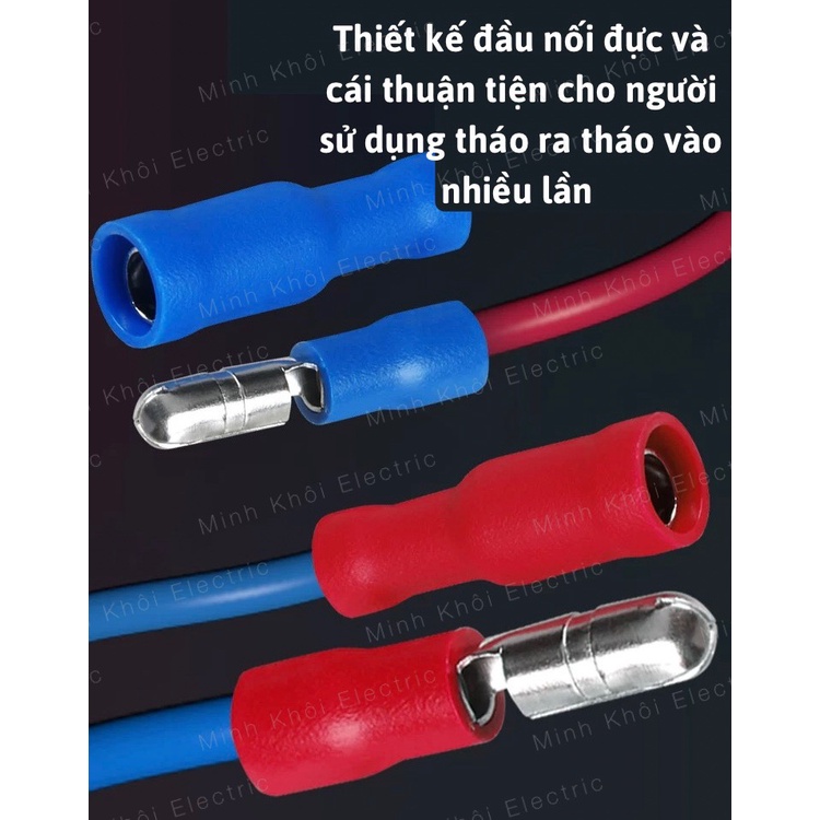 100 Cos Đầu Đạn,đầu cos nối dây điện, cốt đực cái, cosse hình đầu đạn, giắc cắm cách điện, bắp chuối duc cai, jack nối