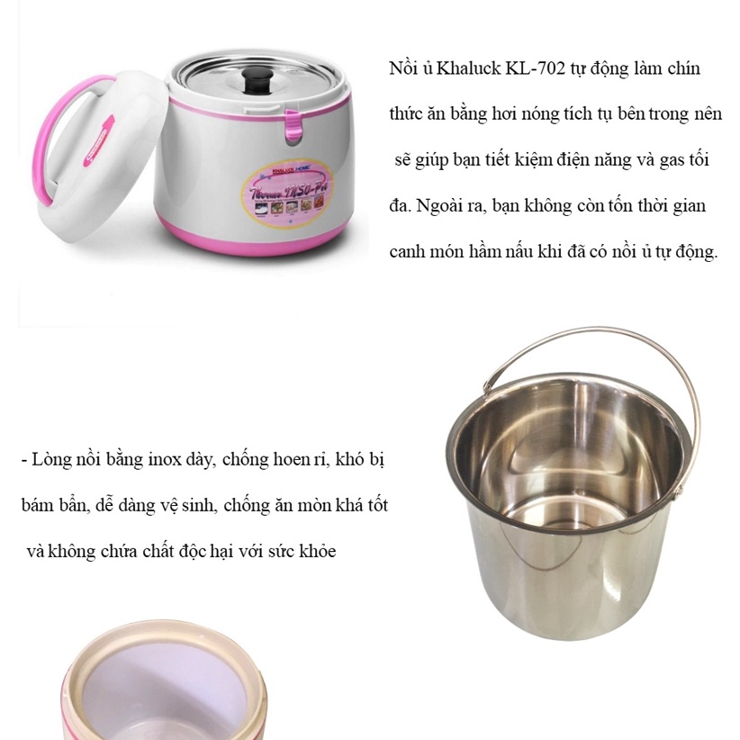 Nồi ủ Khaluck Home 2.5 lít KL-702 - Hàng chính hãng