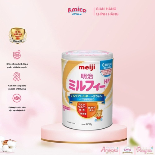 Sữa bột Meiji nội địa Nhật Milfee HP 850gr cho Bé bị dị ứng