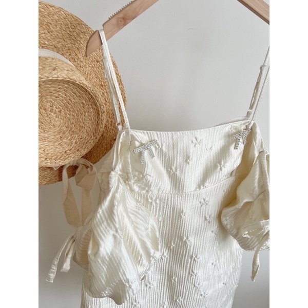 [NEW]VÁY GẤM TACTA 2S HOA CHÌM TAY BỒNG”Zumi dress” KÈM TAG NƠ