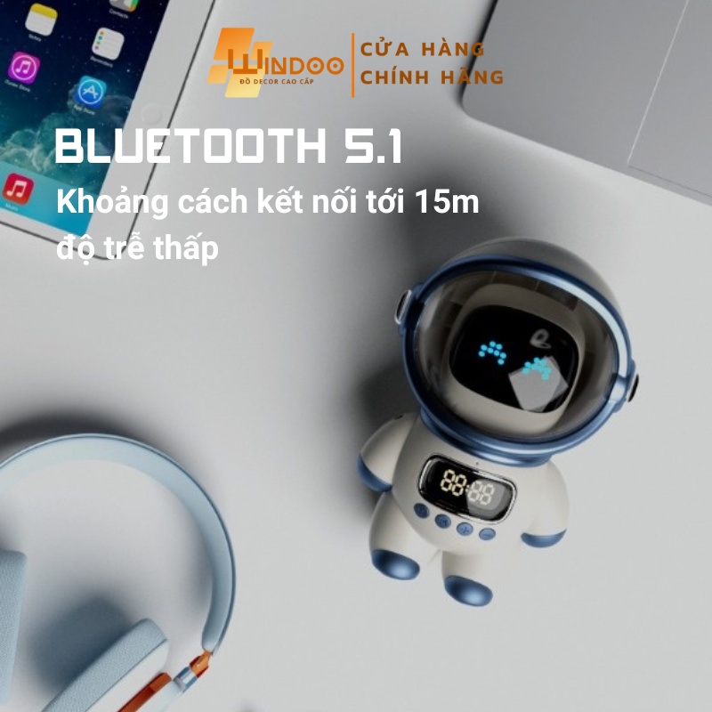 Loa bluetooth thông minh AI phi hành gia, loa nghe nhạc có đồng hồ báo thức đèn ngủ độc đáo | BigBuy360 - bigbuy360.vn