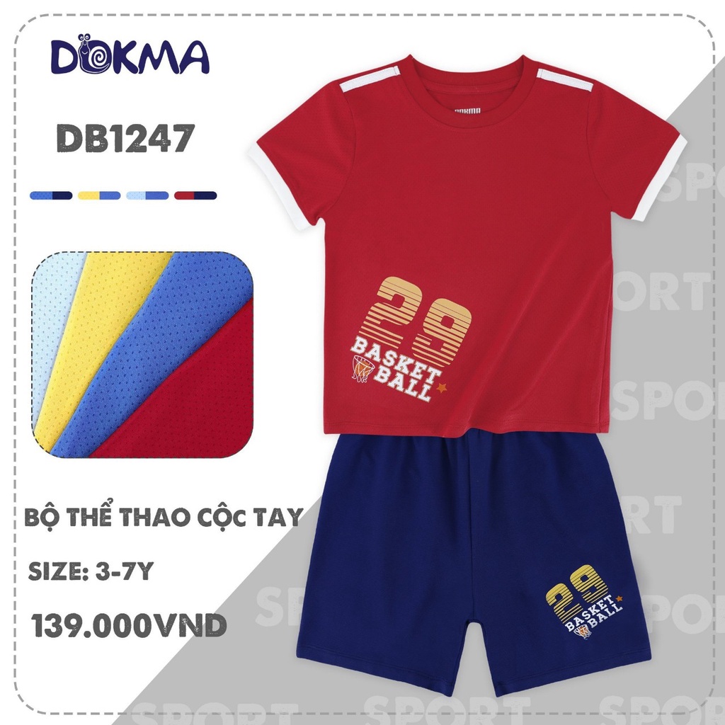 DB1247 - DB1256 Bộ thể thao bóng đá cộc tay bé trai Dokma