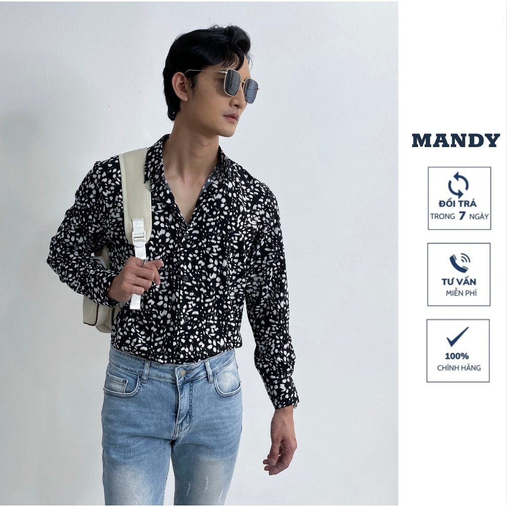 Áo sơ mi nam dài tay họa tiết vải thoáng mát, chống nhăn | No.1 paint smear