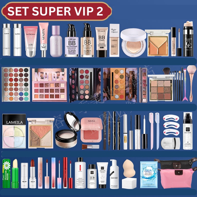 Set Bộ Trang Điểm SUPER VIP 2 ĐẸP XỊN NHẤT Đầy Đủ Cốp Make Up Chuyên Nghiệp
