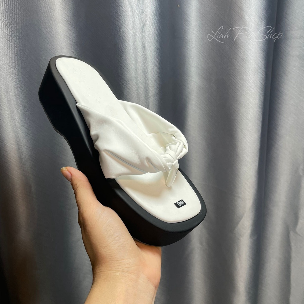 Dép bánh mì kẹp nhún đế khuyết cao 5cm