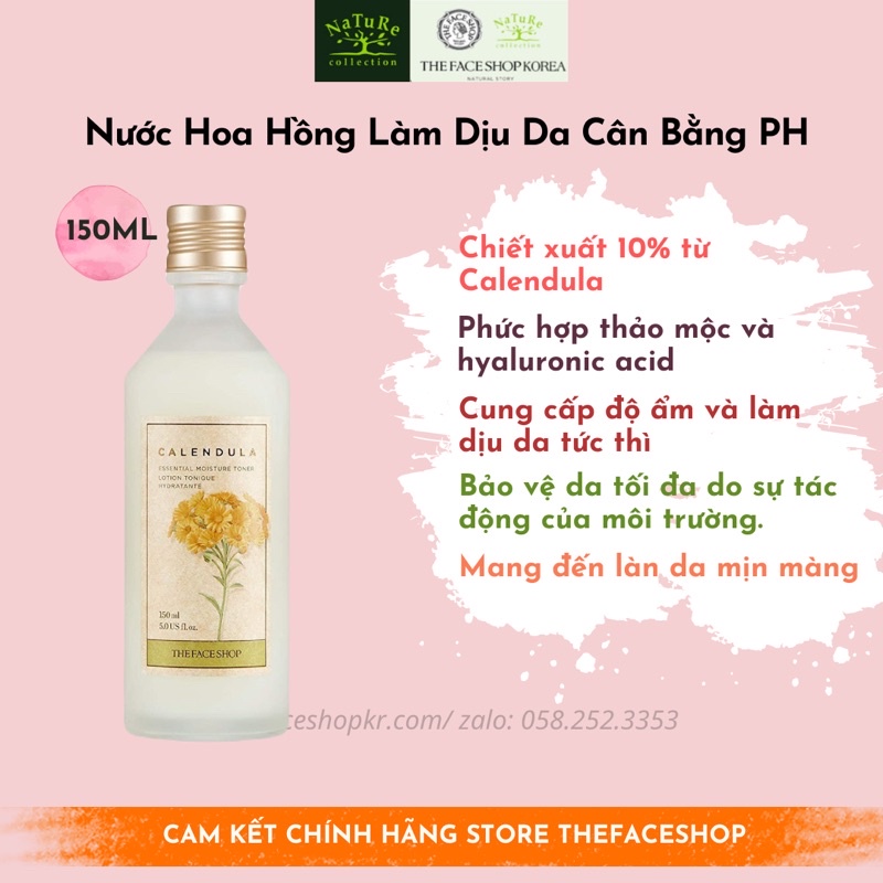 Nước Hoa Hồng Làm Dịu Da THEFACESHOP CALENDULA ESSENTIAL MOISTURE TONER 150ml