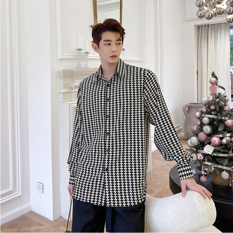 Sơ Mi Dài Tay Chất Liệu Lụa Hàn Dành Cho Nam, Phong Cách Trẻ Trung Năng Động