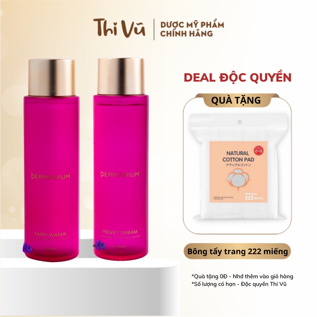 Toner Dermarium Velvet Dream Fairy Water cấp nước đậm sâu cho làn da căng bóng 55ml và 150ml - Thi Vũ