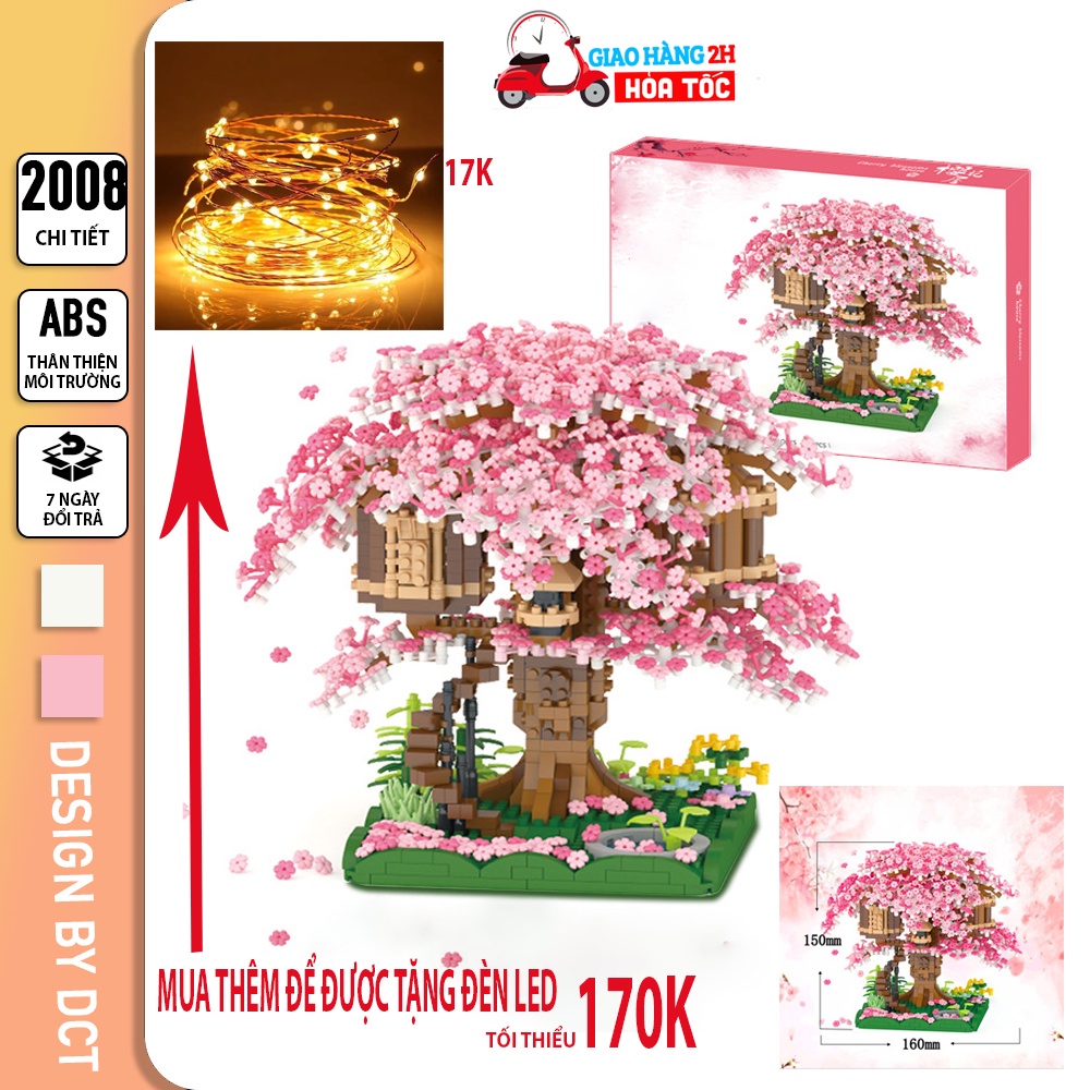 Bộ đồ chơi lắp ráp hoa anh đào 2008 chi tiết, xếp hình mô hình cây cảnh bonsai đồ chơi cho bé