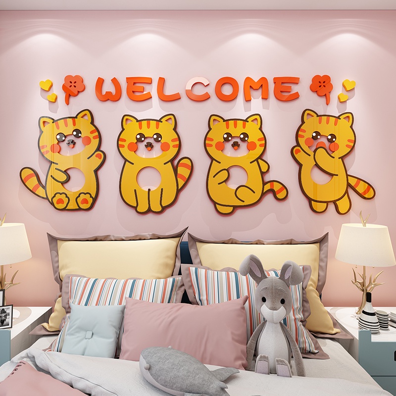 Cửa hàng thú cưng chó mèo trang trí tường tranh hoạt hình chó sáng tạo acrylic dán tường tranh mica nổi