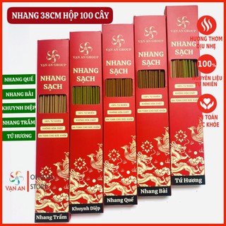 Nhang sạch Vạn An Group, nhang quế, khuynh diệp, nhang bài, trầm hương, nhang tự nhiên, không hóa chất, hộp 100 cây 38cm