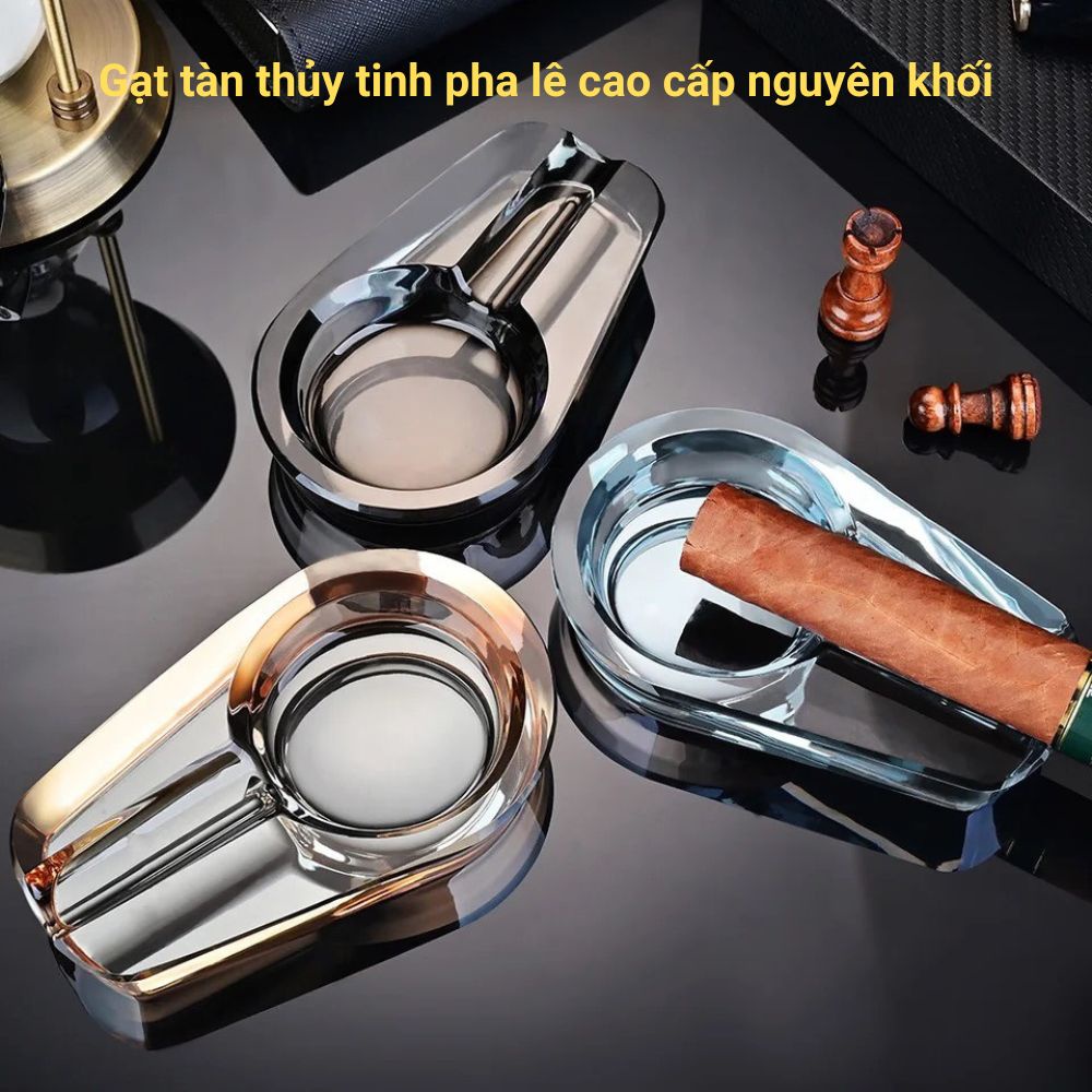Gạt tàn Cigar thủy tinh cao cấp nguyên khối, đồ gia dụng thông minh, tiện ích
