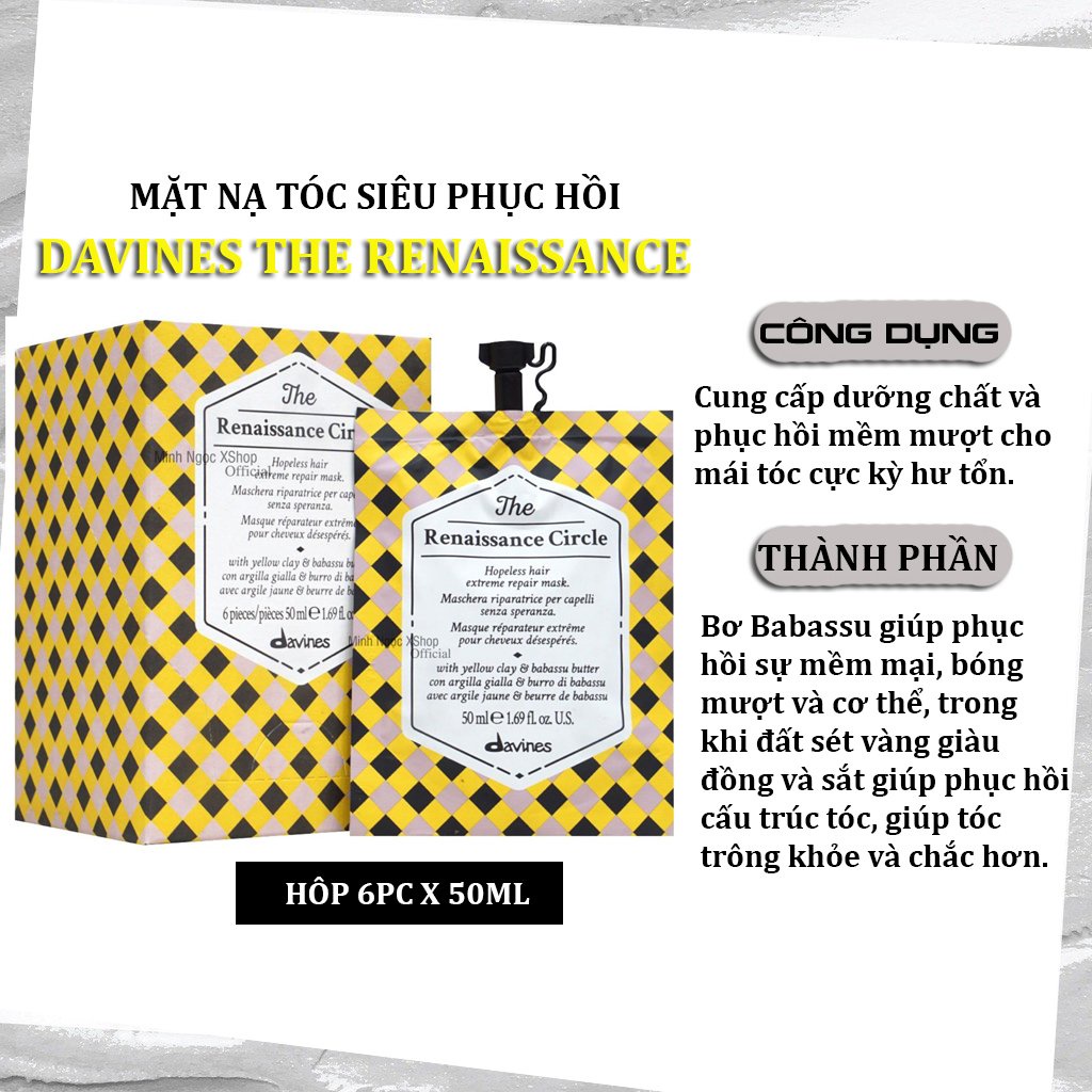 Hộp 6 mặt nạ tóc siêu phục hồi Davines The Renaissance Circle 50ML