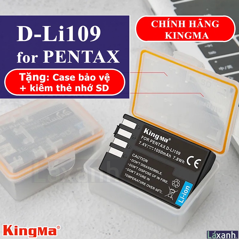 Pentax D-Li109 BC109 | Pin và sạc máy ảnh chính hãng Kingma DLi109 Li109 cho Pentax KR KS1 KS2 K2 K30 K50 K500 K70