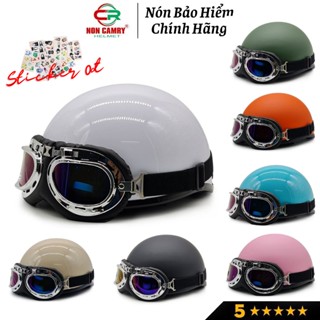 Mũ bảo hiểm nửa đầu kèm kính phi công NON CAMRY độc đáo, nhiều màu sắc, Freesize (55-59cm)